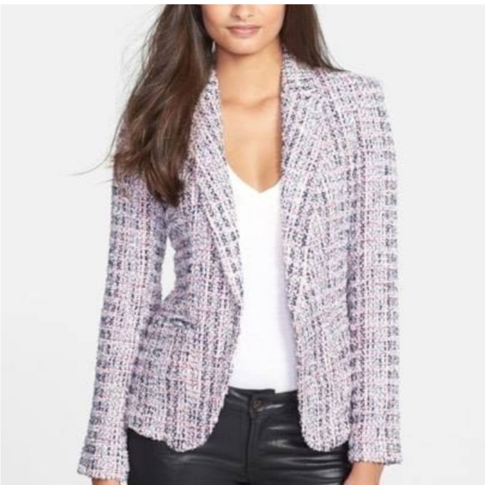 Truth and Pride Women's Tweed Blazer Pink Navy Blue Small Cottagecore Preppy